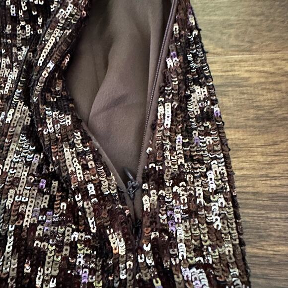 Jonathan Simkhai Monty wrap effect sequin mini dress size 6 brown - Picture 10 of 16